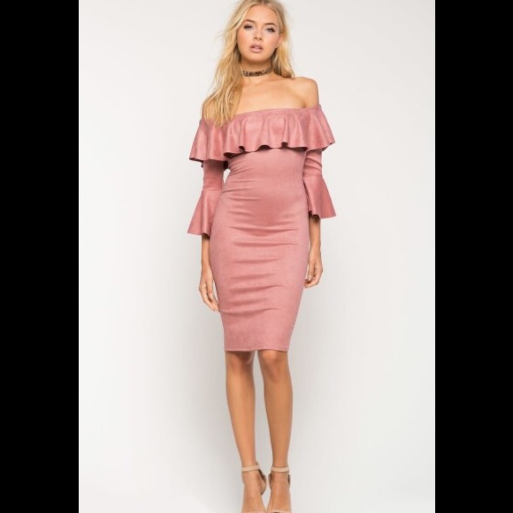 Belle Ruffle Suede Dress